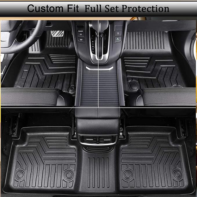 Floor Mats ＆ Cargo Liners Compatible with 2012-2016 Honda CR-V，All Weather Waterproof Durable Anti-Slip Odorless Custom-fit Front Rear 2 Rows Back Trunk Tray Full Set Carpet Protection Liner