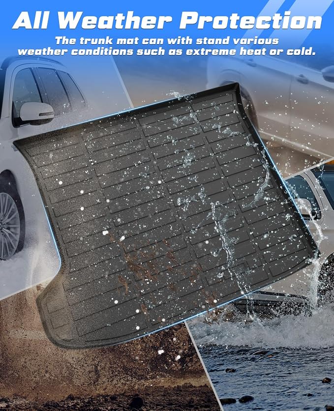 Sunsdrew Trunk Cargo Liner for 2022-2024 Kia EV6 Accessories, Rear Trunk Mat Cargo Mat All Weather Protection TPE Rubber Raised Edge