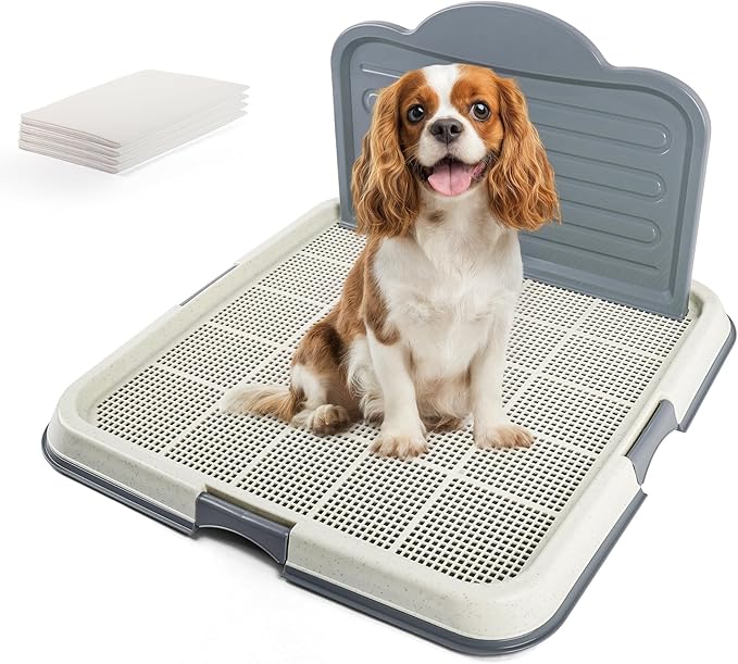 PAWISE Dog Pee Pad Holder Tray with Splash Guard, 23.6" Large Puppy Potty Training Pad Tray, Puppy Litter Box with High-Wall, Indoor Pet Toilet for Small to Medium Sized Dogs