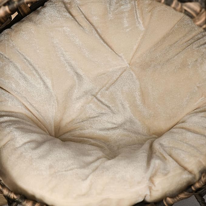 PawHut 20.5" Weaved Cat Bed with Cushion, Brown | Elevated Hand-woven Braided Banana Leaf Kitten House Condo