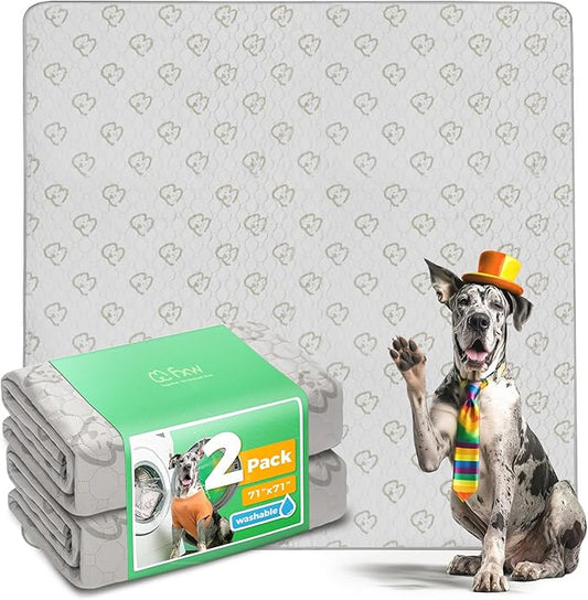 FXW Washable Pee Pads for Dogs, Super Absorbent, 71" Square, 2 Packs | Machine washable, Non-slip backing, Fits 32"/40"/45"H 8-Panel FXW Rollick/Homeplus Playpens