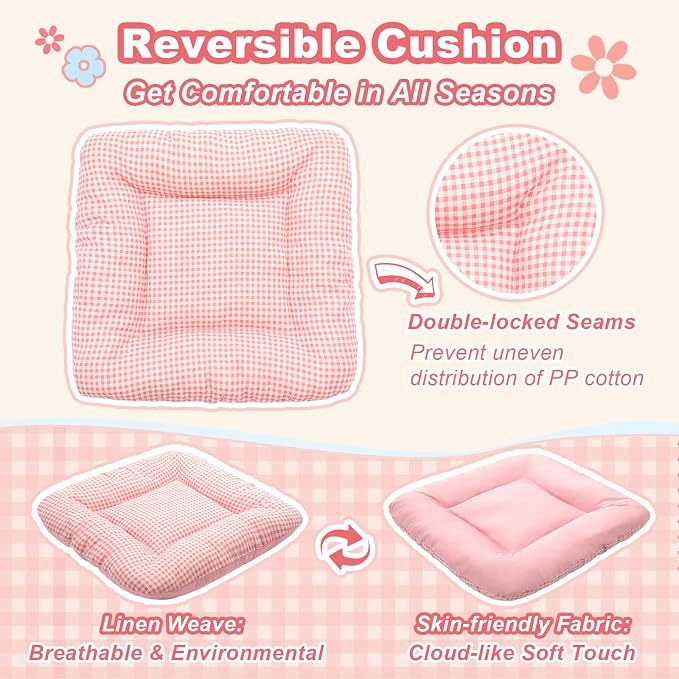 Indoor Dog House with Frame,Cute Dog Tent Bed with Cover Cave,Pink | Breathable,Washable,and Foldable House, Suitable for 22-40 Lb, Large (25"×25"×25"),Inside Dog House