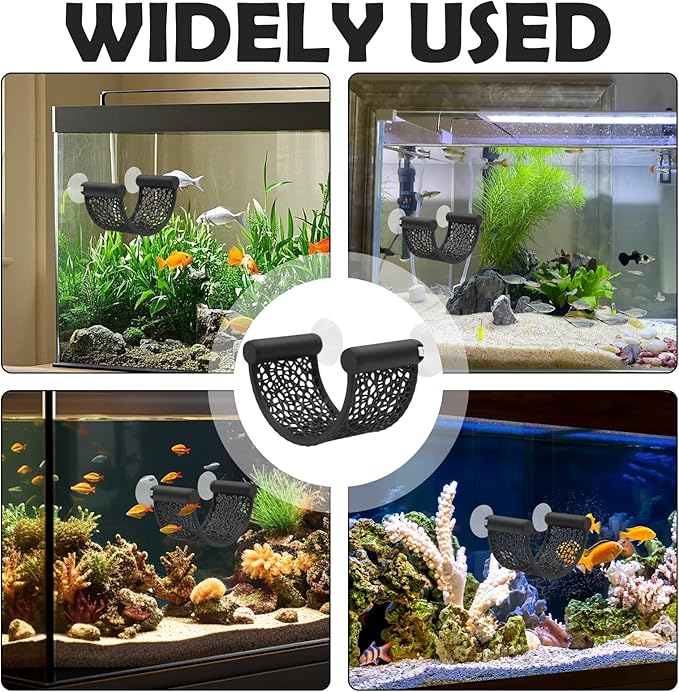 Betta Fish Hammock, U-Shaped Floating Fish Resting Spot with Suction Cup, Aquarium Decor for Small Tank, Tabletop Aquarium Accessories for Betta, Shrimp (Black)