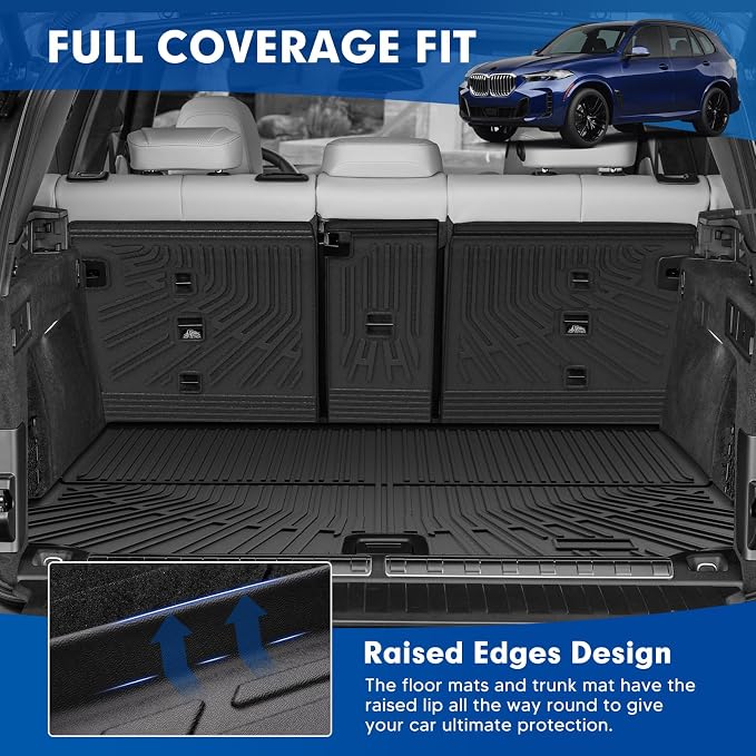 Mixsuper Cargo Liner for B M W X5 (G05) 2026 2025-2019, All Weather Trunk Mat Backrest Mat TPE Back Seat Cover Protector for X5 Accessories