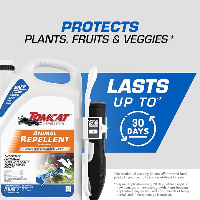 Tomcat Repellents Animal Repellent, Ready-to-Use, Protect Landscapes and Gardens, Contains Essential Oils, 1 Gal.