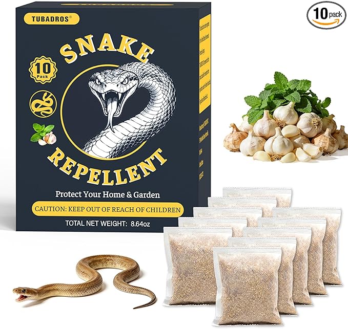 Snake Repellent Pouches, 10 Pack, Plant-Based Natural Indoor & Outdoor Protection for Home, Yard, Garage & Camping, Pet & Kid Friendly, All-Weather, Easy to Use