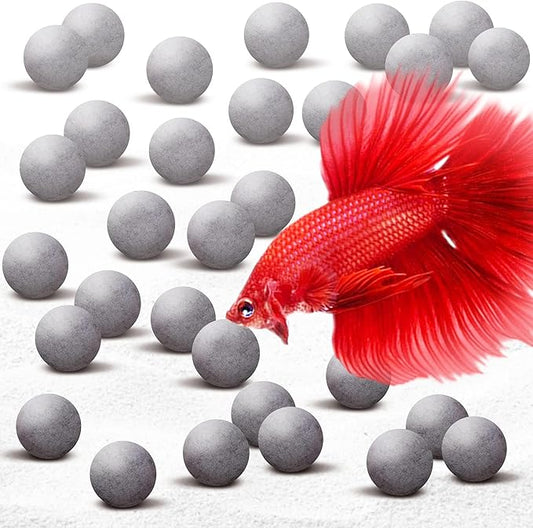 SunGrow Calcium-Rich Energy Balls, Fish Tank Cleaning Aid, Calcium Ball for Betta, AquariummDecor, Fish Activity Booster, Energy Source for Fish, Breeding Support, Betta Tank Accessories, 30 pcs