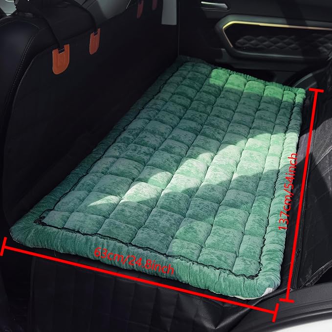 Dog Bed for Car Back Seat, Non-Slip Backseat Pet Mat for Trucks & SUVs | Plaid Flannel, Quilted PP Cotton Filling, Non-Slip Backing, Machine Washable, Fits Backseat Extenders, Trucks & SUVs