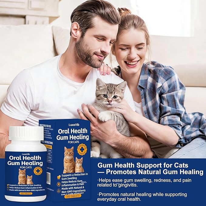 Oral Health for Cats, Cat Gingivitis Treatment, Reduce Gum Inflammation, Redness & Pain, Combats Gum Disease, Natural Plant-Based Active Formula, Cat Oral Care, Gums Health Treatment