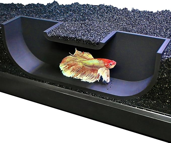 Betta Underground Tunnel Hideout Cave | Aquarium Hide For Small Fish and Shrimp | Viewing Betta Fish Rest Hammock Enrichment Toy | Betta Fish Tank Accessories Supplies Decorations Ornaments Toys Decor