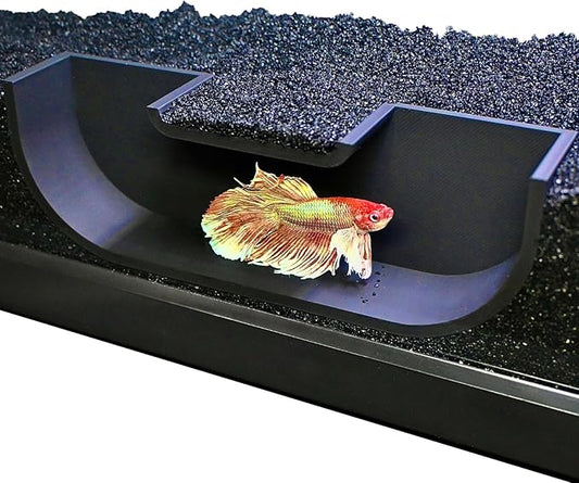 Betta Underground Tunnel Hideout Cave | Aquarium Hide For Small Fish and Shrimp | Viewing Betta Fish Rest Hammock Enrichment Toy | Betta Fish Tank Accessories Supplies Decorations Ornaments Toys Decor
