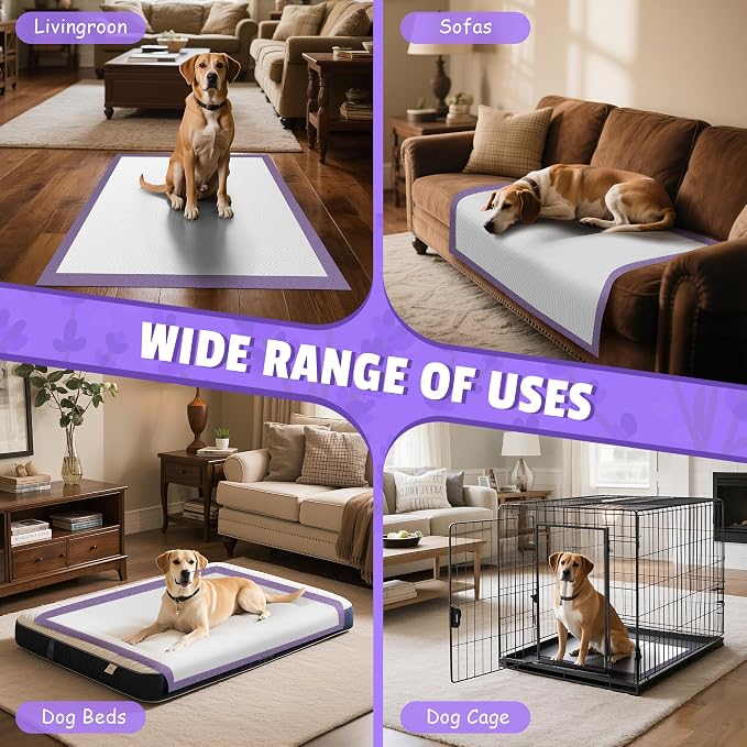 Boscute Lavender Scented Thicken 6 Layers Heavy Absorbent 30"x36" Pet Training Dog Pee Pads, Extra Large Polymer Leak-Proof Quick Dry Puppy Pee Pads, Disposable Pee Pads for Dogs Cats Rabbit 150Counts | Heavy Absorbent up to 7 Cups, Quick Dry, for Dogs...