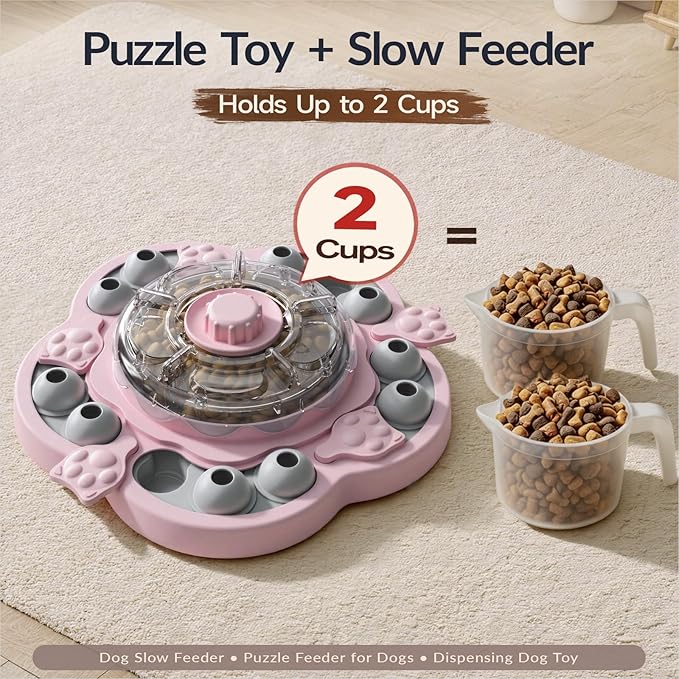 KADTC 3-Level Dog Puzzle Toy, Spin to Release Treat Dispenser, Slow Feeder | LARGE SIZE - Slide, swing, sniff, search: 4 play modes curb boredom, channel energy, build focus, deliver mental stimulation.