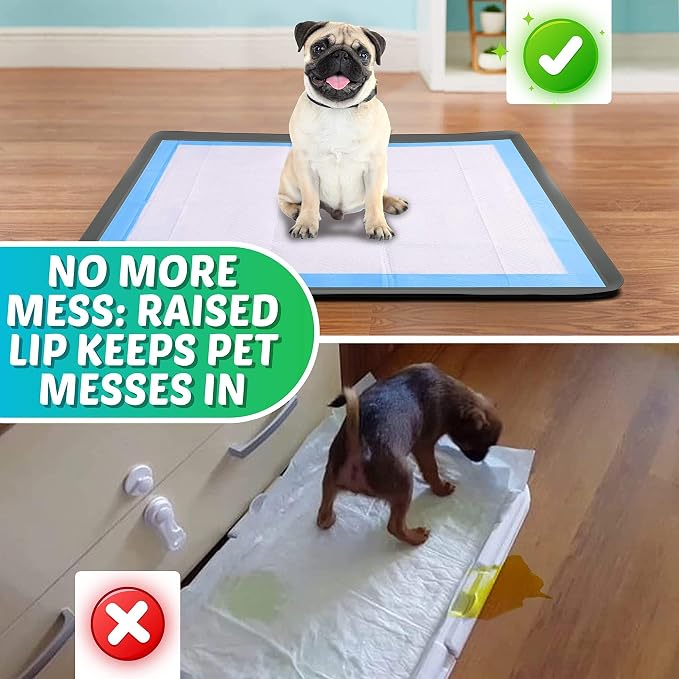 Dog Pee Pad Holder - Fits Up to 36” x 36” Pee Pad - 1 Pack - Grey | Stable Grip, Soft Edges, Quick Wipe Silicone Surface, Dog Pad Holder for Indoor Flooring Protection