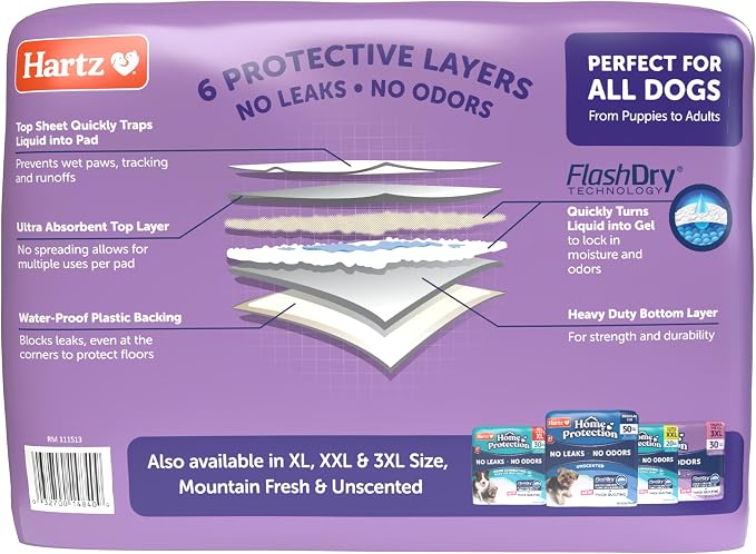 Hartz Home Protection Lavender Scented Odor Eliminating Dog Pads, 21 x 21 (100 Count) (Pack of 2)
