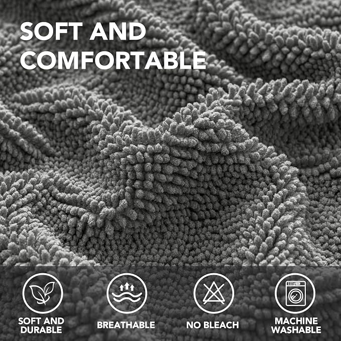 H.VERSAILTEX Non Slip Pet Couch Cover Chenille Dog Bed Protector Thick Soft Sofa Slipcover Pet Friendly Washable Couch Cushion Covers for Pets (30" x 53", Gray)
