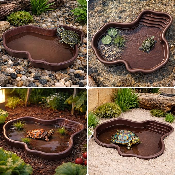 Petmolico Large Reptile Water Dish with Non-Slip Bottom – Snake Water Bowl,Tortoise Habitat Accessories for Turtle,Gecko,Lizard,Bearded Dragon