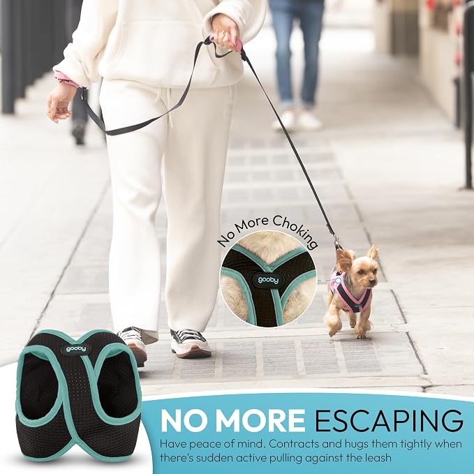 Gooby Escape Free Easy Fit X Step-in Dog Harness, Seattle Blue, X-Large | Patented escape-free, tightens on back-out; Choke-free X-frame + V-neck; Quick-release buckle; Reflective trim