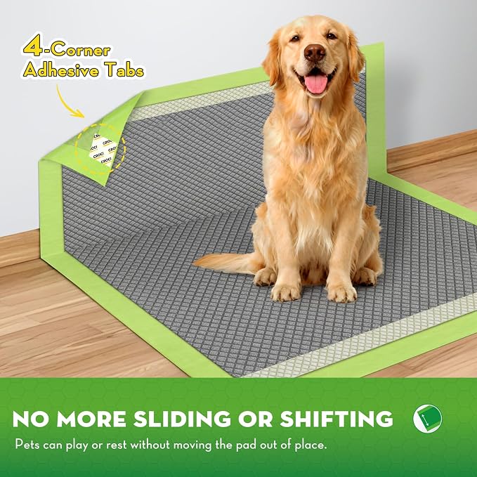 CROCI Charcoal Puppy Pads with Adhesive Tabs 2X Odor Control 28x34in 50Ct | Super Absorbent Dog Pads, Quick-Dry Surface, Unscented, Renewable Bamboo Material, Disposable