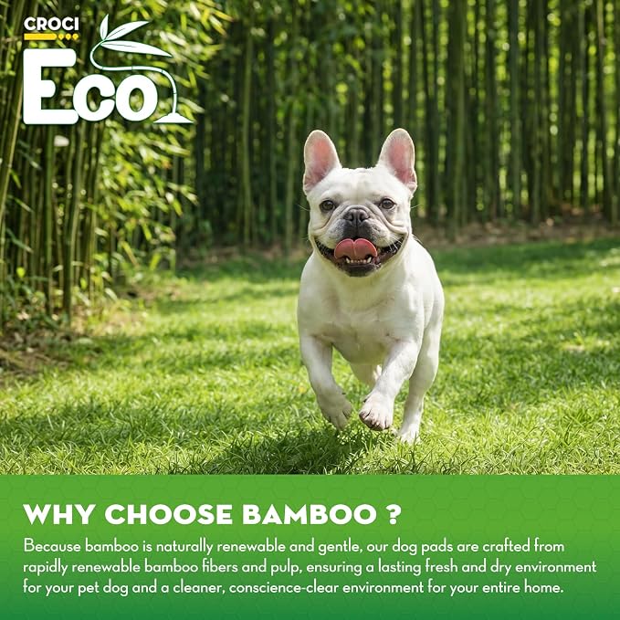 CROCI Charcoal Puppy Pads with Adhesive Tabs 2X Odor Control 22x22in 100Ct | Super Absorbent Pee Pads for Dogs, Quick-Dry Surface, Unscented, Renewable Bamboo Material, Disposable