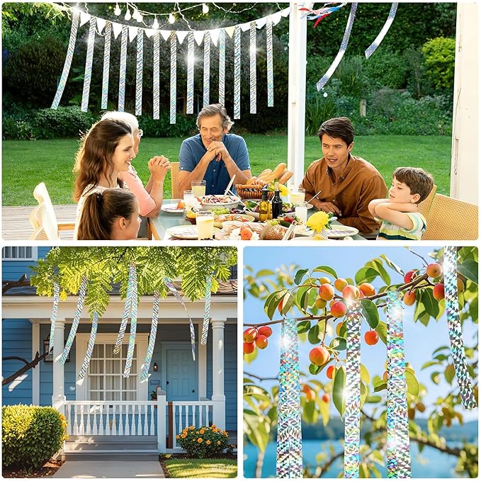 DECYOOL 3 Rolls 787 FT Bird Scare Tape Ribbon Hanging Reflective Bird Tape Ribbon for Avoid Birds Animal from House Garden Patio Lawn Orchard