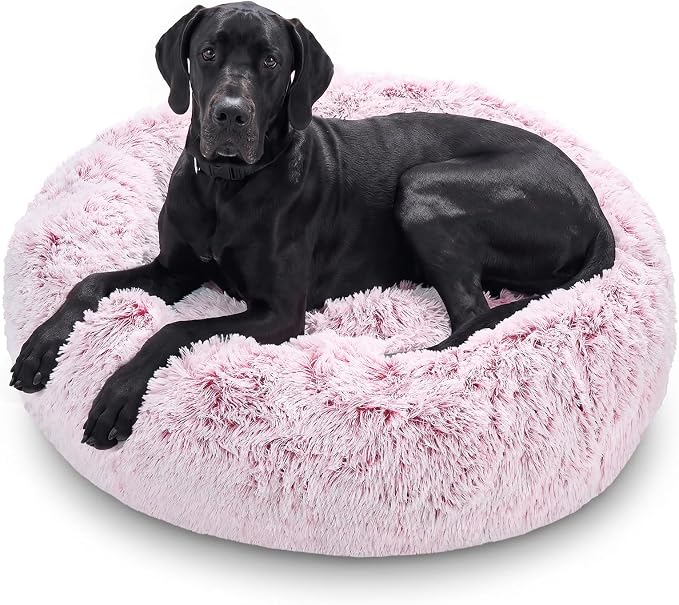JOLLYVOGUE Dog Beds Large Sized Dog, Calming Anti-Anxiety Dog Bed, Fluffy Donut Cushion for Extra Large Pets (45")