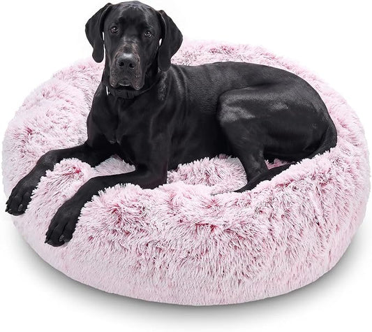 JOLLYVOGUE Dog Beds Large Sized Dog, Calming Anti-Anxiety Dog Bed, Fluffy Donut Cushion for Extra Large Pets (45")