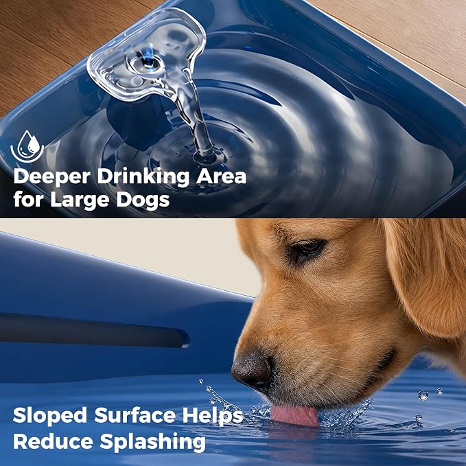 Pet Water Fountain for Large Dogs & Cats, 7L/1.84Gal, Quiet Automatic Pump | Large dog water bowl dispenser for multi-pet households, easy to clean, recirculating system, visible water level, no spill