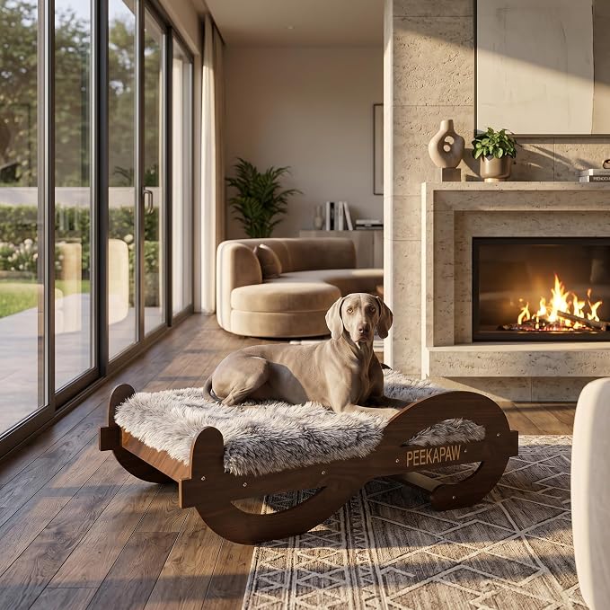 Wood Elevated Raised Dog Bed Frame Mat Set,80lb | Trainer Recommended Australian design Sturdy Attractive Dog Furniture Sofa Couch