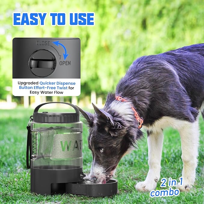 Dog Water Bottle Bowl Dispenser - 95OZ Large Dog Travel Water Bottle Portable with Pull-Out Travel Water Bowl for Dogs Camping Hiking Traveling Beach Park Accessories, Leak-Proof Pet Water Dispenser