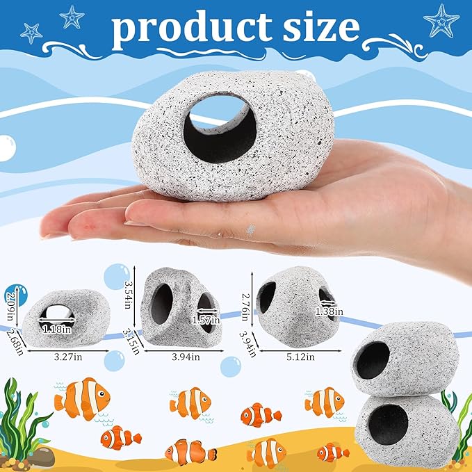 Kathfly 18 Pcs Aquarium Decorations Rock Set 4 Hideaway Rock Cave 2 Betta Fish Leaf Pad 1 Acrylic Tube Tunnel 11 Artificial Seaweed for Aquatic Pets to Breed Play and Rest Betta Shrimp Habitat