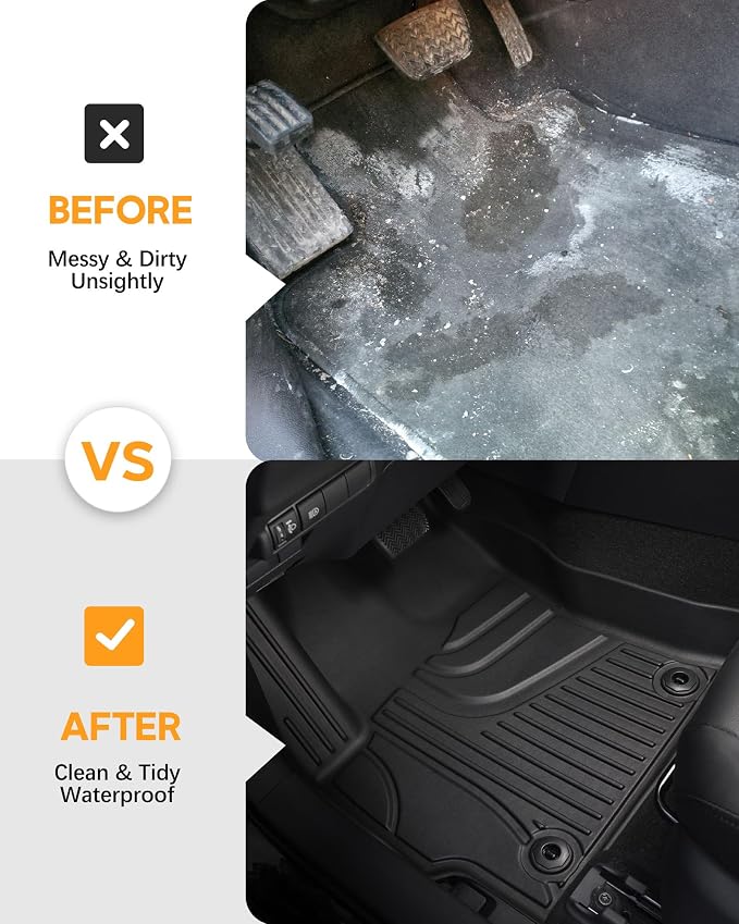 Floor Mats & Cargo Mat & Backrest Mat for Honda Passport 2019-2025 | All Weather Custom Fit Car Floor Liner, 1st & 2nd Row & Trunk Mat, Black (EX-L/TrailSport/Elite/Touring/Sport/Black Edition)