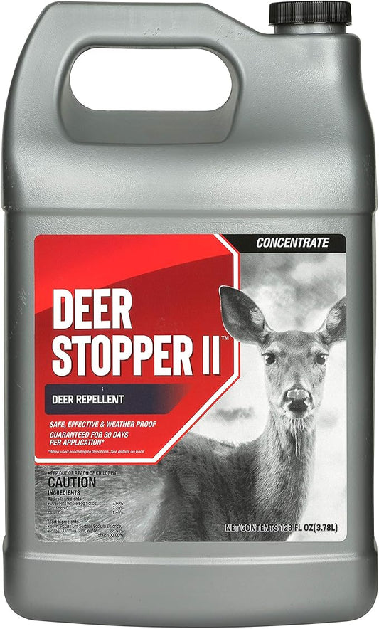Deer Stopper II, Liquid Animal Stopper Repellent, All Natural, Effective All Year Round, Safe for People and Pets, No Harsh Chemicals, Ready to Use, Deer & Elk Repellent - 1 Gallon Concentrate