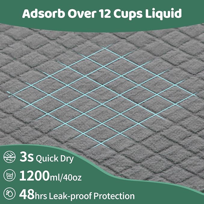Gimars XXL 28"x44" 6-Layer Ultra Absorbent Pee Pads for Dogs, Leak-Proof Odor-Control Puppy Training Pads, Quick Dry Black Pet Pads 30 Counts Charcoal