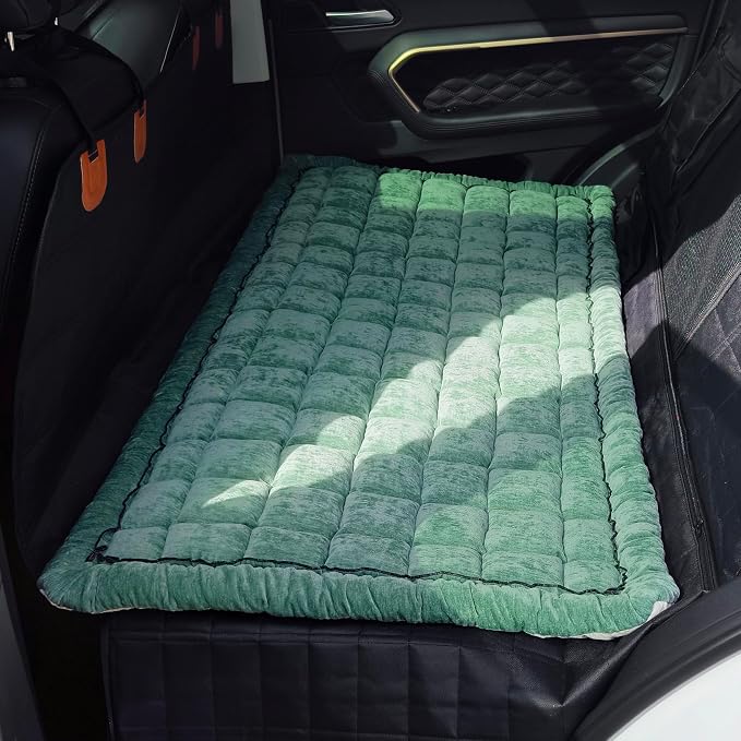 Dog Bed for Car Back Seat, Non-Slip Backseat Pet Mat for Trucks & SUVs | Plaid Flannel, Quilted PP Cotton Filling, Non-Slip Backing, Machine Washable, Fits Backseat Extenders, Trucks & SUVs