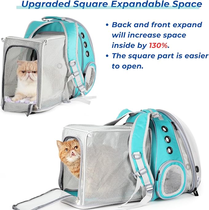 Expandable Cat Backpack Carrier for Large Cats & Small Dogs - Airline Approved Pet Bubble Backpack with Dual-Side Expansion, Perfect for Travel, Hiking & Outdoor Adventures, Up to 16lbs