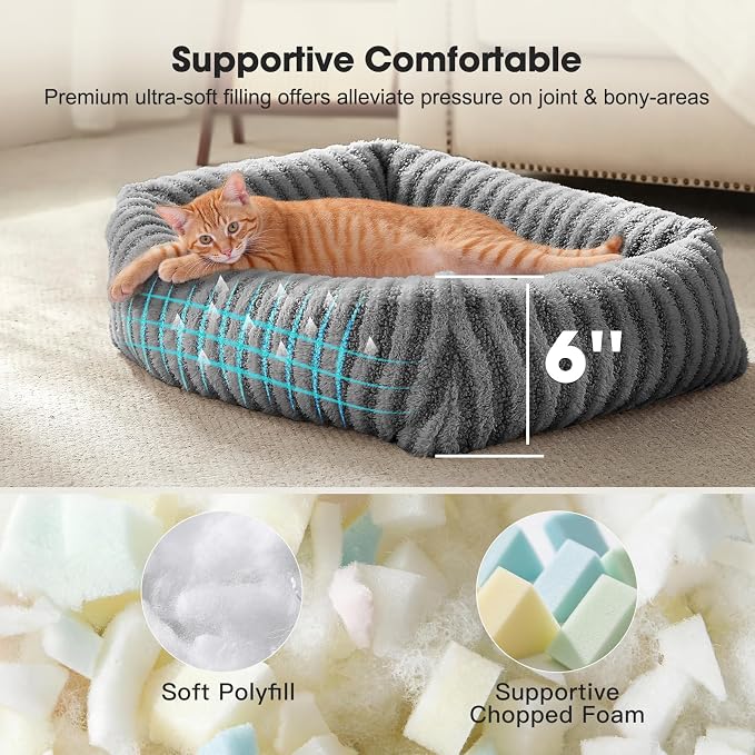 MIXJOY Dog Beds for Small Dogs Cats, Soft Cat Bed for Indoor Cats, Rectangle Pet Bed for Puppy Kitty, Washable Dog Bed with Removable Cover, Anti Slip Bottom, 20"x19"x6", Grey