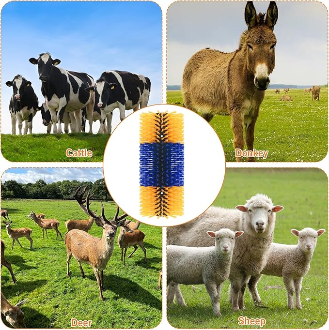 6pcs Livestock Scratching Brush Goat Scratcher Brush Full Massage Grooming Tool with 24 Screws for Cow,Cattle,Cow,Sheep, Horses,Pigs
