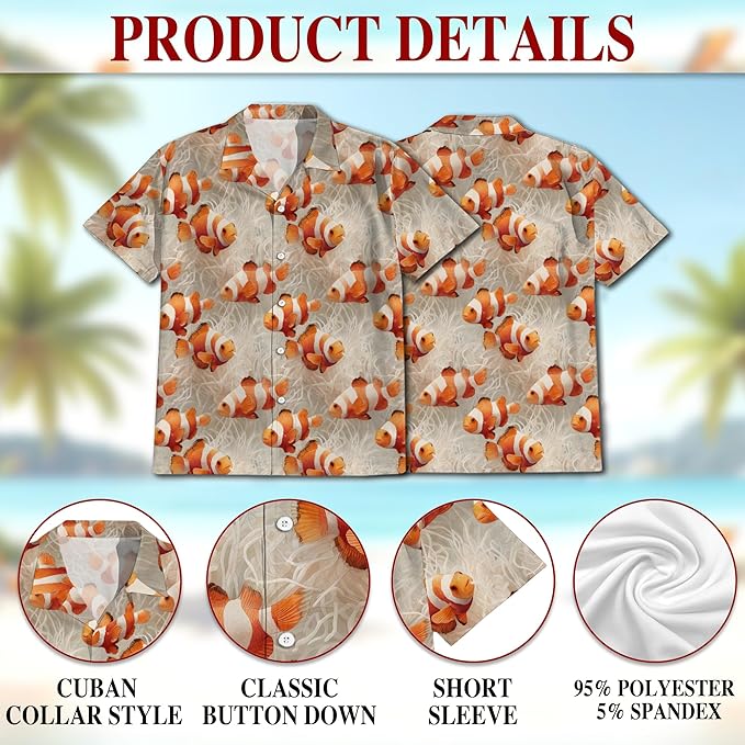 Fishing Crappie Hawaiian Shirt for Men, Button Down Summer Beach Short Sleeve, Fishing Lover Gifts, Sizes S-5XL