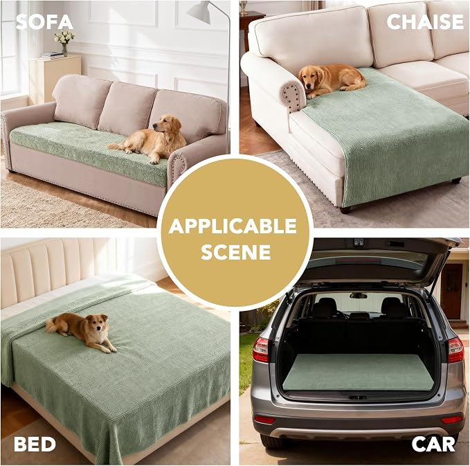 H.VERSAILTEX Non Slip Pet Couch Cover Chenille Dog Bed Protector Thick Soft Sofa Slipcover Pet Friendly Washable Couch Cushion Covers for Pets (40" x 50", Sea Foam)