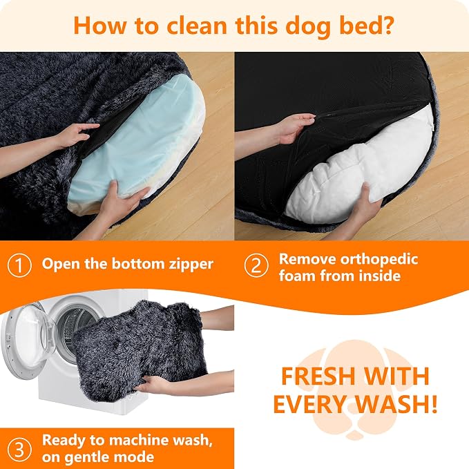 Human Dog Bed for Adult, Orthopedic Gel Memory Foam, 71"x47"x9" | Human Dog Bed Fits Adult & Pets, Reversible Egg-Crate Foam Cushion, Washable Pet Bed with Blanket, Graphite Grey