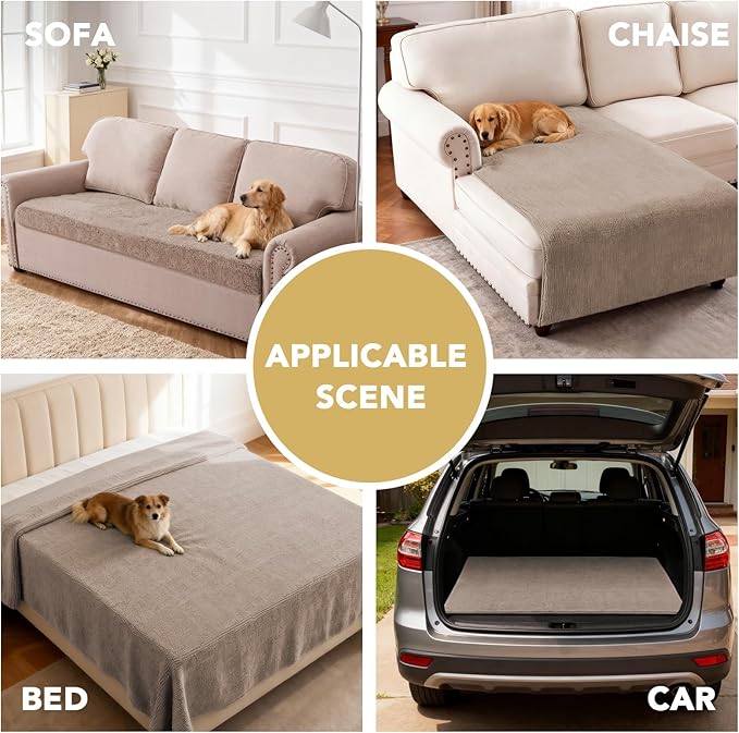 H.VERSAILTEX Non Slip Pet Couch Cover Chenille Dog Bed Protector Thick Soft Sofa Slipcover Pet Friendly Washable Couch Cushion Covers for Pets (40" x 50", Taupe)