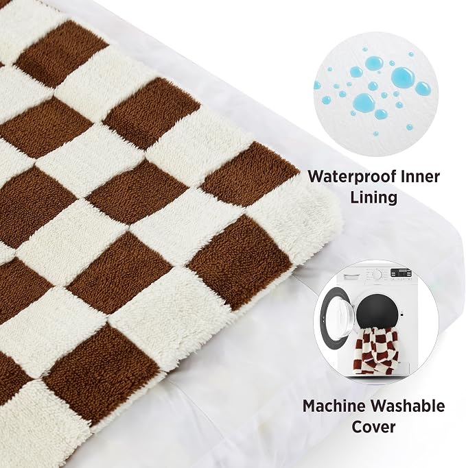 LE SURE Cute Aesthetic Bed Medium Size Dog,Jacquard Thick Pet Pillow 30x20 | Shredded Chopped Foam,Modern Plush Crate Cushion Gift for Medium Size Dog, Waterproof Washable Cover, Nonslip Bottom, Brown