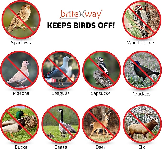 Premium Quality Bird Deterrent Reflective Scare Tape Ribbon 350 ft Long – Pest Control Dual-sided Repellent For Pigeons, Grackles, Woodpeckers, Geese, Herons, Blackbirds & More – Sturdy & Ultra Strong