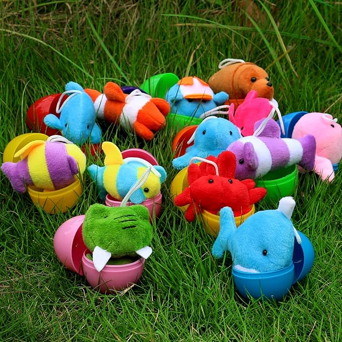 30 Pack Mini Ocean Animal Plush Toys Bulk,Cute Sea Creatures Stuffed Animals,Small Keychain Decoration for Claw Machine,Carnival Prize,Goody Bags Fillers,Christmas Party Favors for Kids Boy Girl