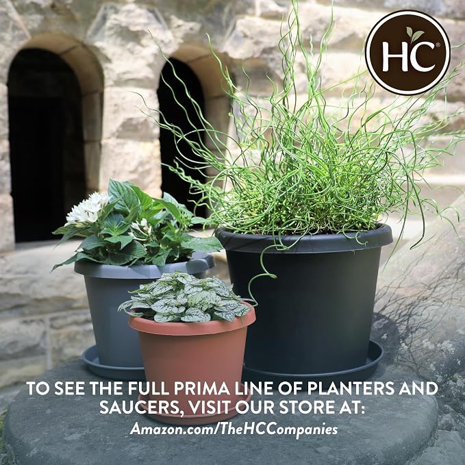 The HC Companies Prima Round Plastic Plant Pot w/Rolled Rim - Lightweight & UV Resistant Flower Pot for Herbs & More - Outdoor & Indoor Plant Pots w/Drainage (14 inch, Sandstone, Pack of 1)