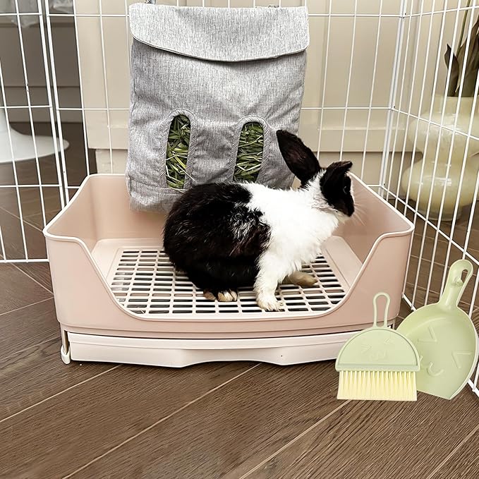 Large Rabbit Litter Box Bunny Litter Box, Potty Training for Rabbits Litter Pan with Drawer, Rabbit Bedding Toilet for Adult Guinea Pig, Ferret, Bunny and Other Animals (Brown)