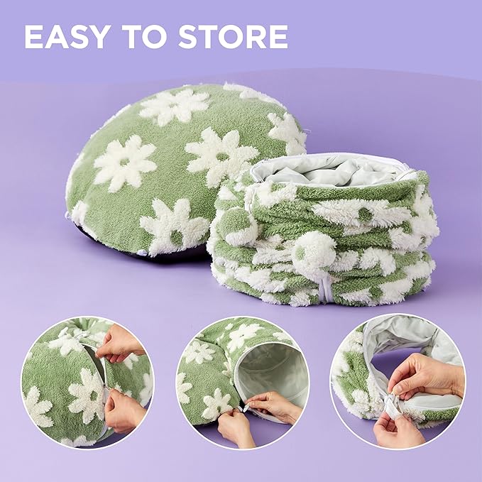 Lesure Donut Cute Jacquard Cat Tunnel Bed Kitten Toys for Puppy Bunny | 33.5x33.5x10in,Round Cat Bed Tube for Indoor Cats Rabbit Dog,Pet Peekaboo Cave Toy,Spiral Hideaway,Washable Cushion,Green