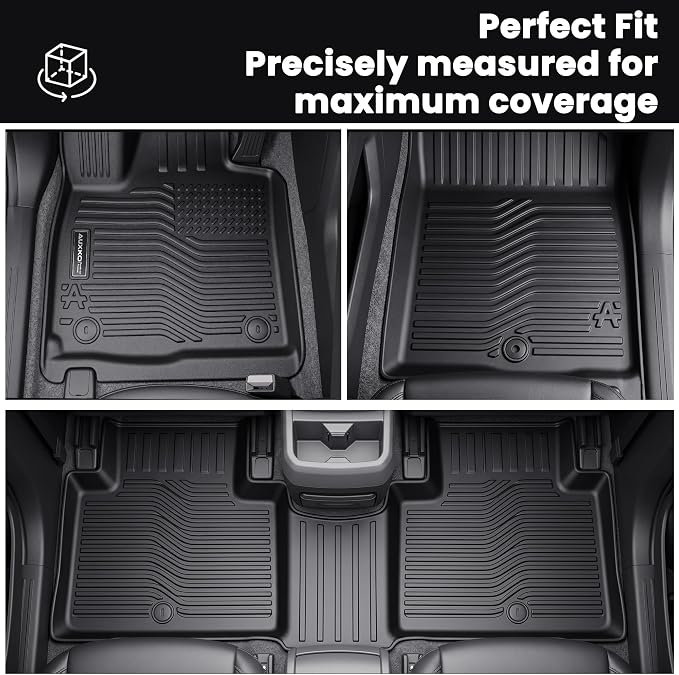 Auxko All Weather Floor Mats Fit for Kia Telluride 2020-2025 with 2nd Bucket Seat Without Center Console Liner Telluride Accessory All Season Guard Odorless Anti-Slip Floor Mat
