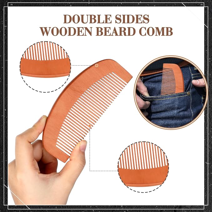 Maitys 10 Set Appreciation Gifts Bulk Beard Brush Comb Scissors,Oval | Boar Bristle Beard Brush, for Men Father Colleague Employee